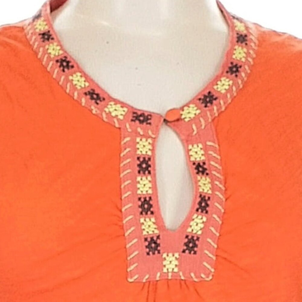 Free People Vintage Y2K Orange Embroidered Shirt Top Size Medium - Picture 3 of 11